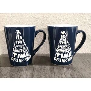 California Pantry (2) Coffee‎ Mugs Cups "Most Wonderful Time of Year" Christmas